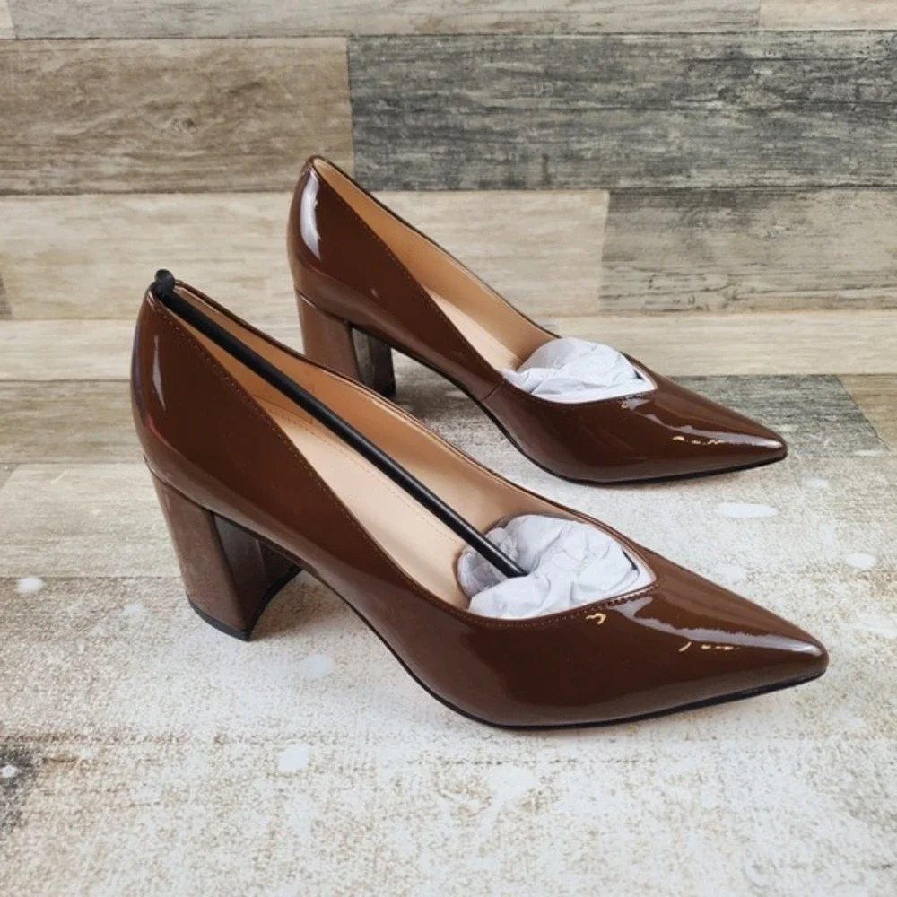 Marc Fisher Caitlin Womens Pumps Sz 7 M Dark Brown Patent Leather Pointed Toe